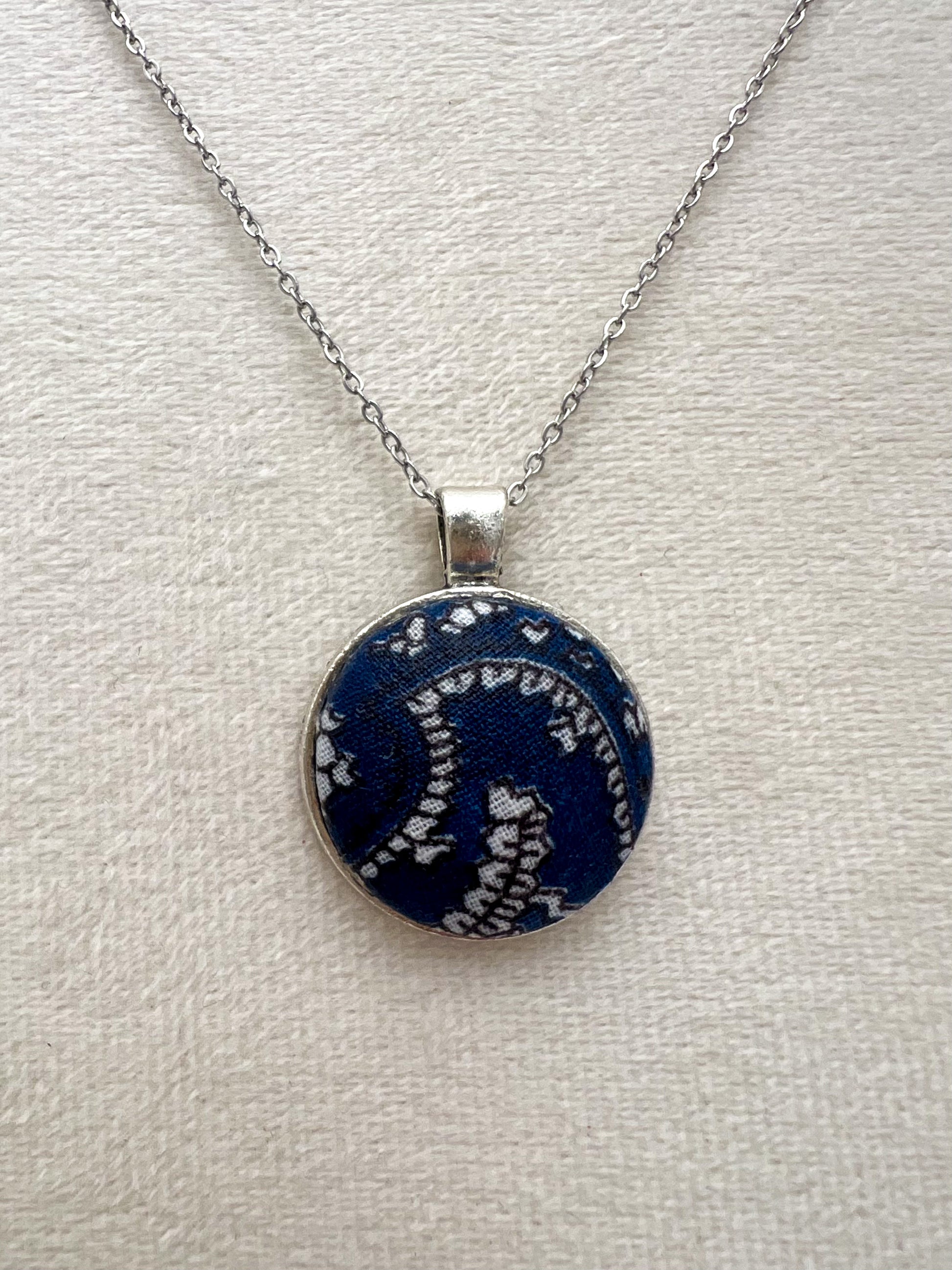 Vintage Textile and Silver Necklace