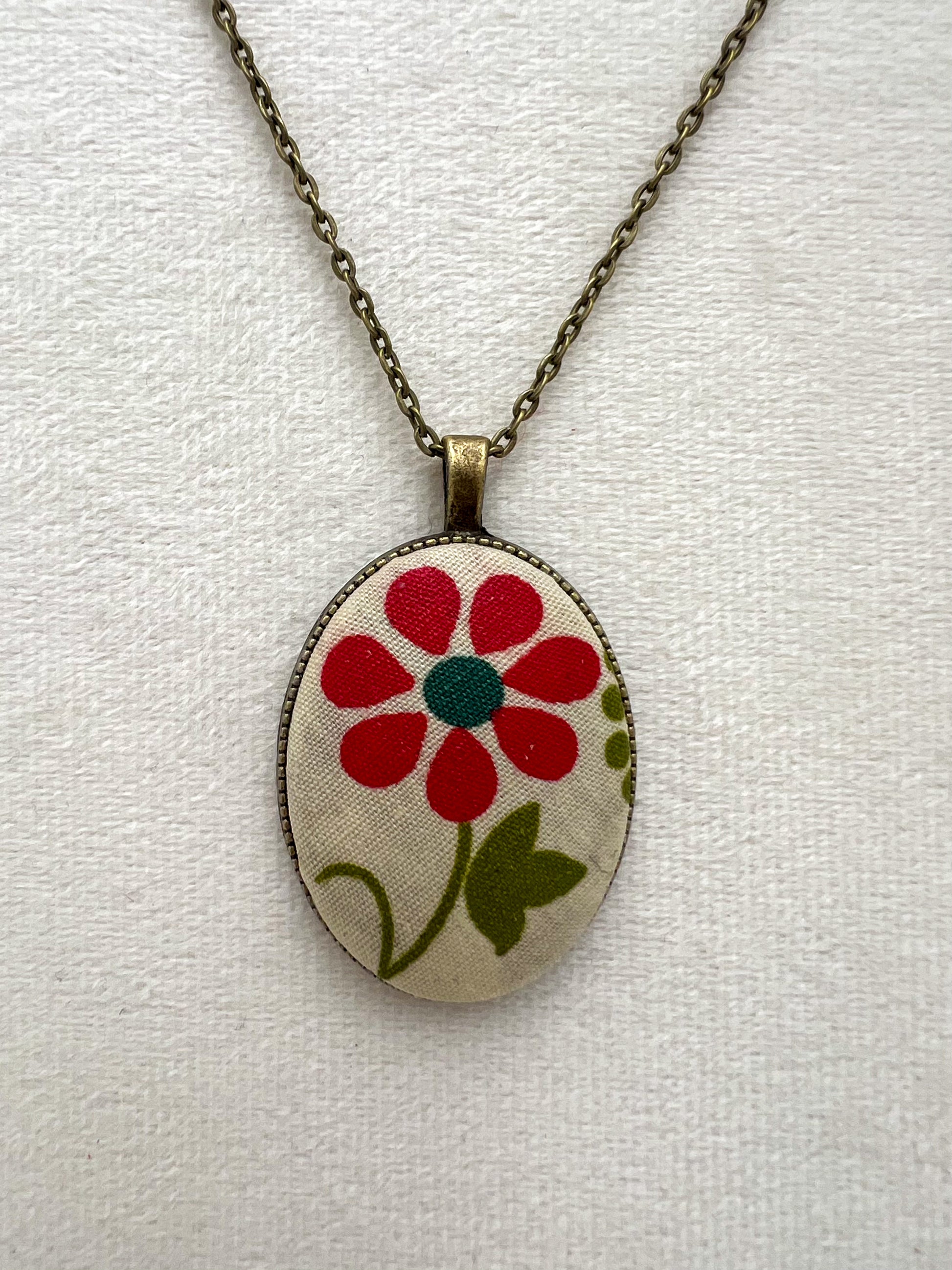 Vintage Textile & Antique Bronze Necklace