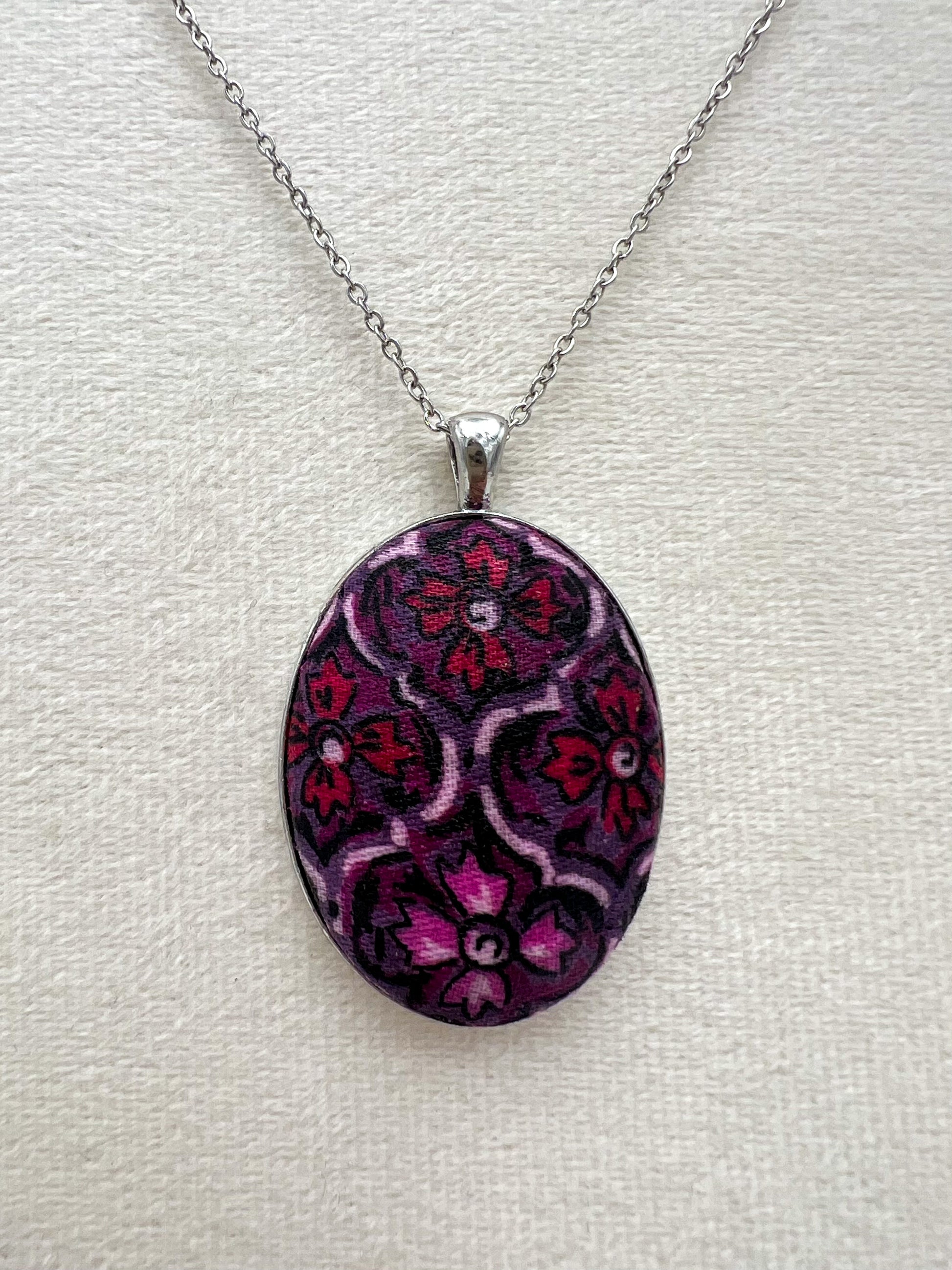 Vintage Textile & Antique Silver Necklace
