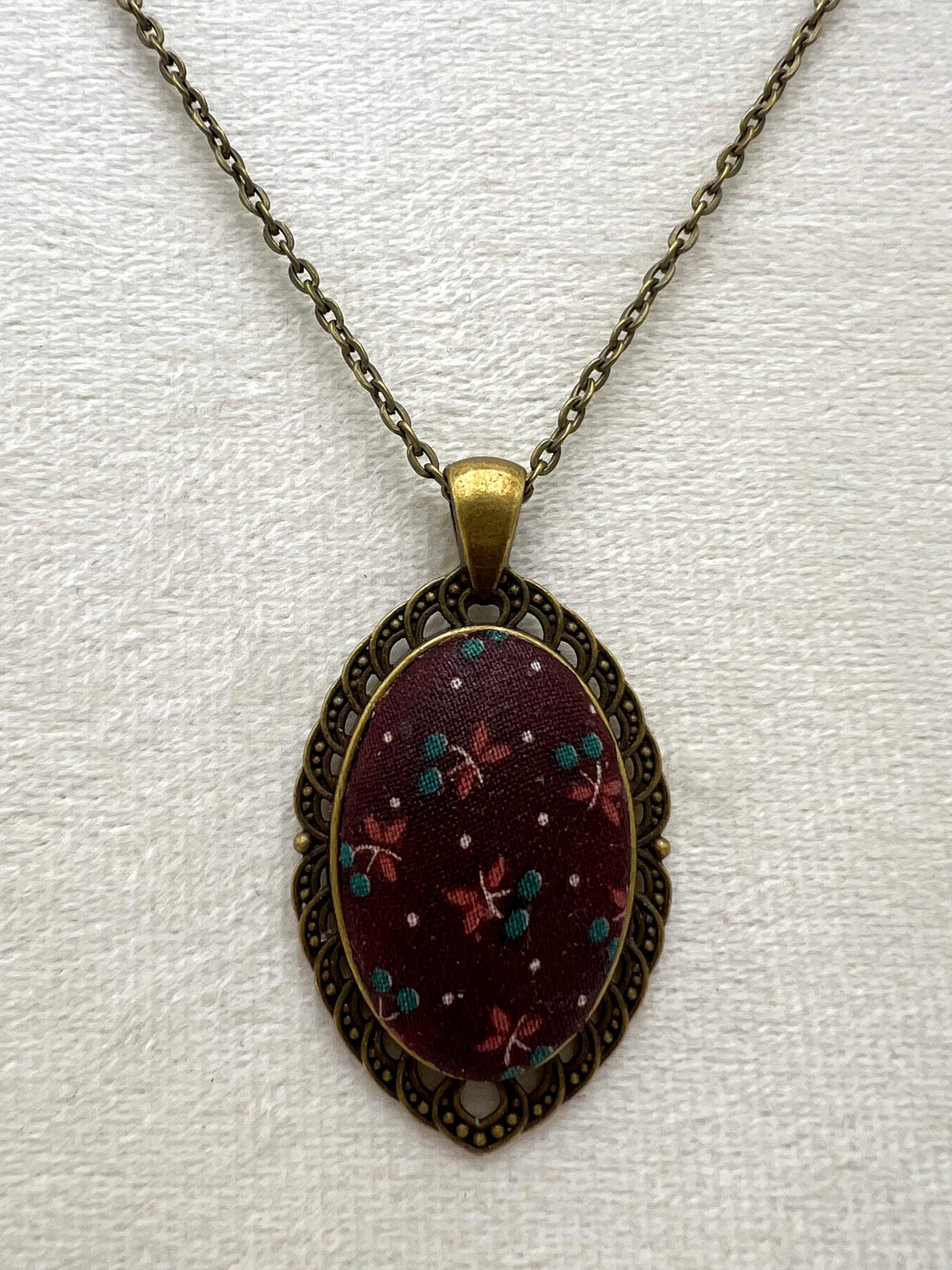 Vintage Textile & Antique Bronze Necklace