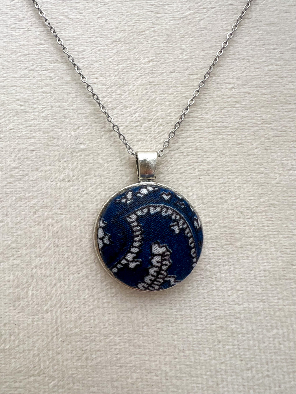 Vintage Textile and Silver Necklace