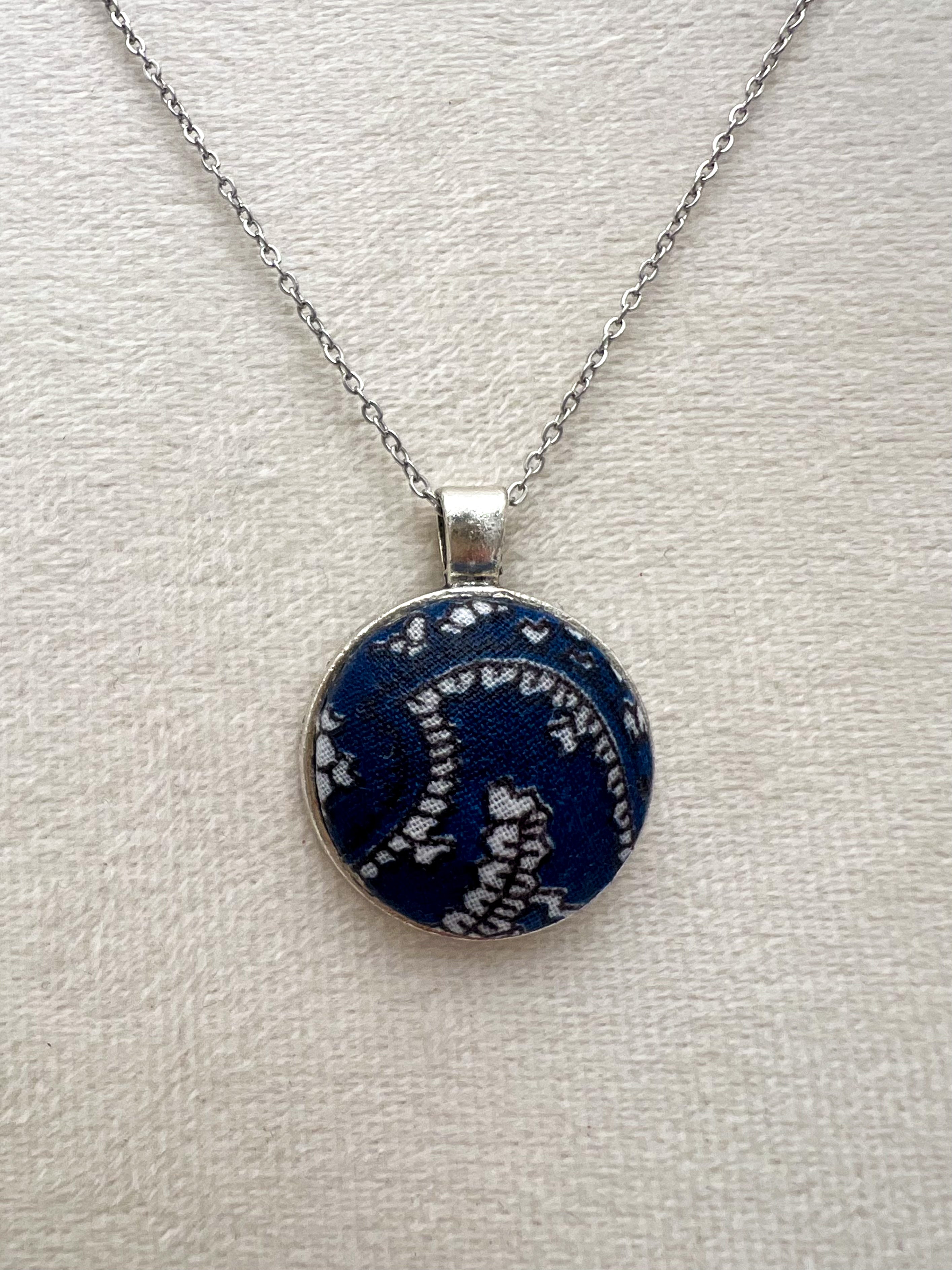 Vintage Textile and Silver Necklace