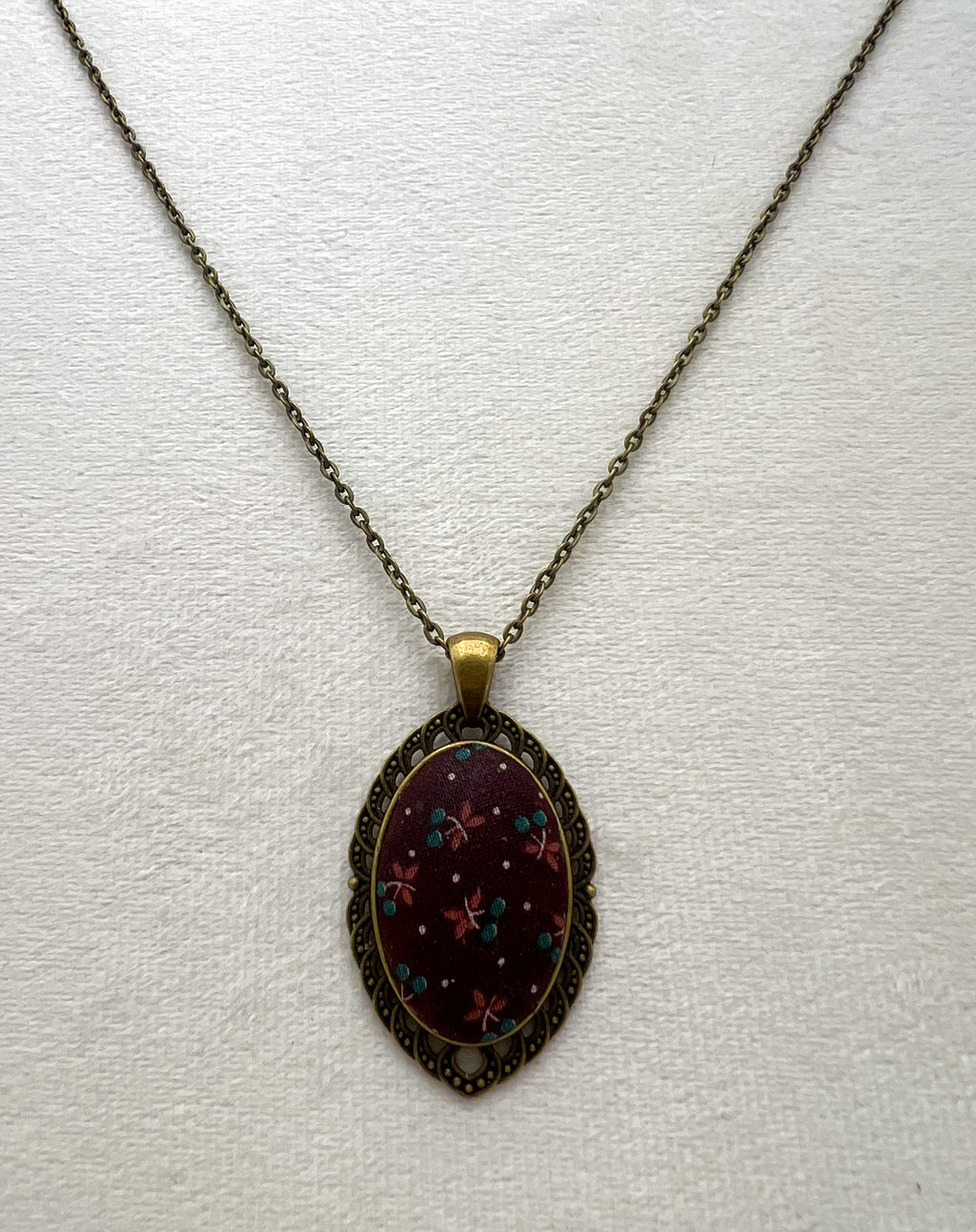 Vintage Textile & Antique Bronze Necklace