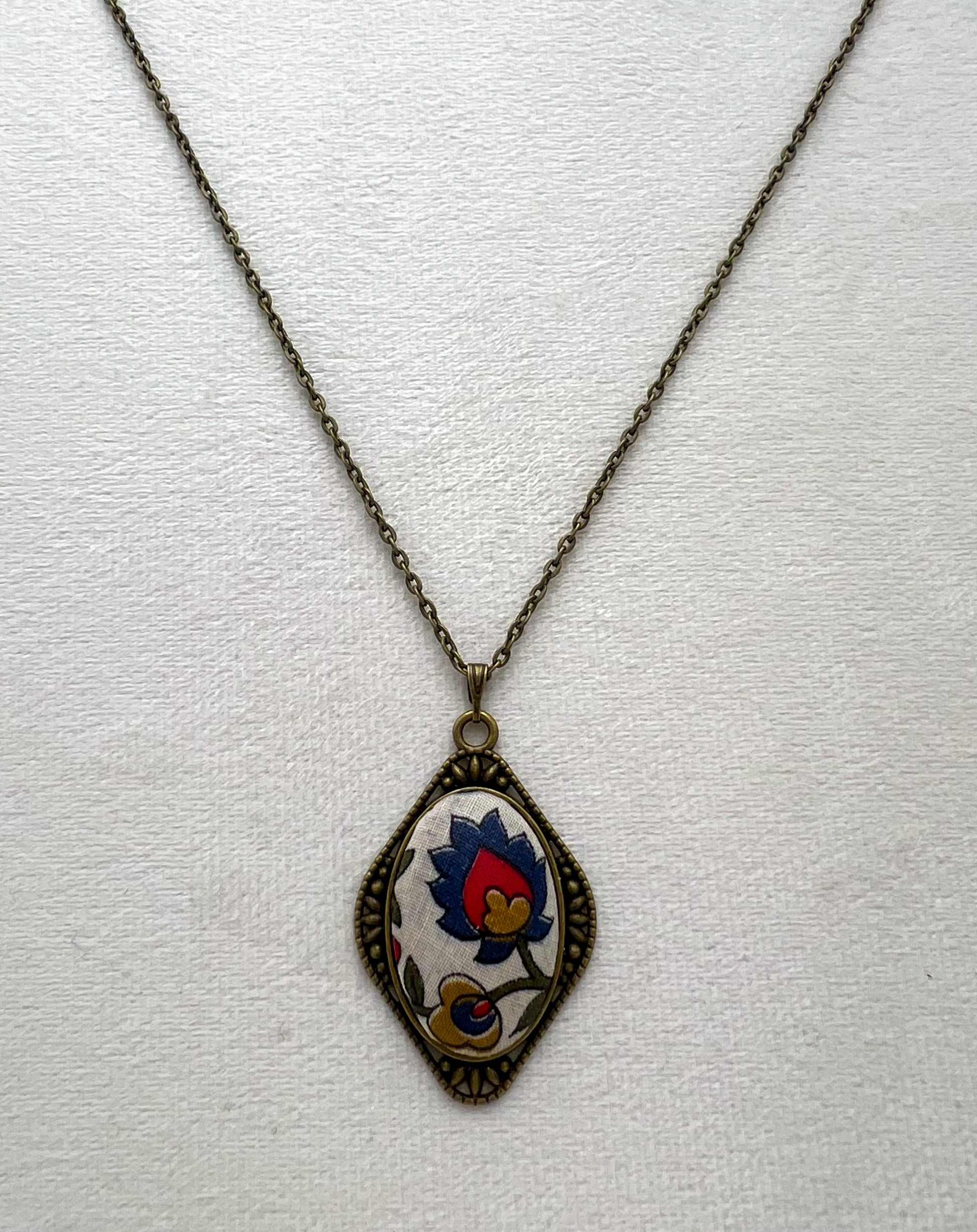 Vintage Textile and Antique Bronze Necklace