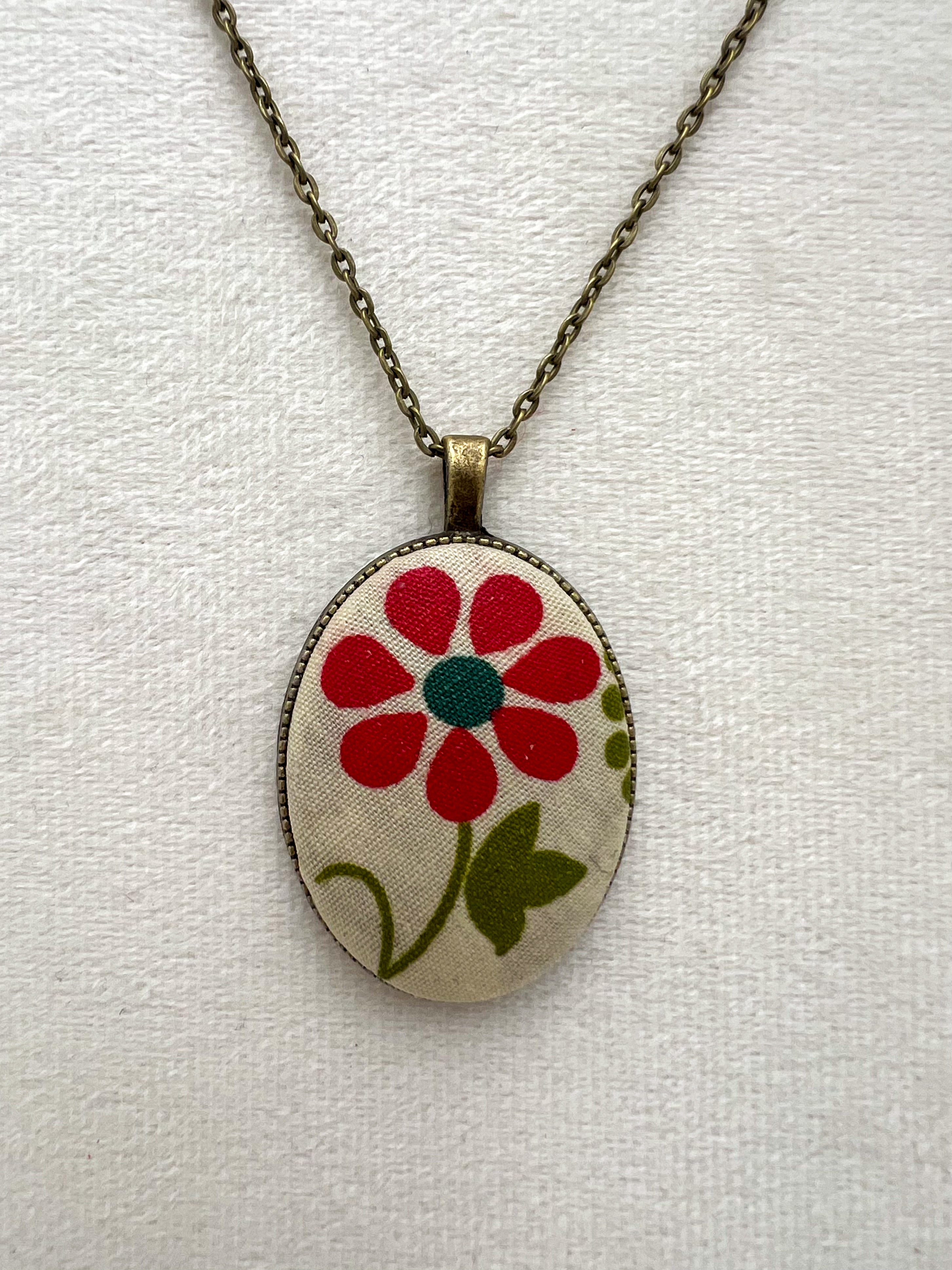 Vintage Textile & Antique Bronze Necklace