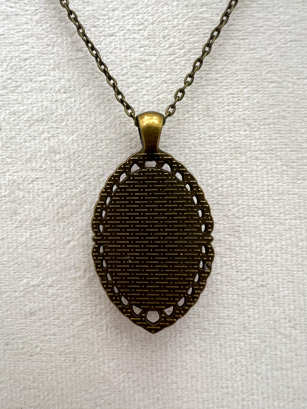 Vintage Textile and Bronze Necklace