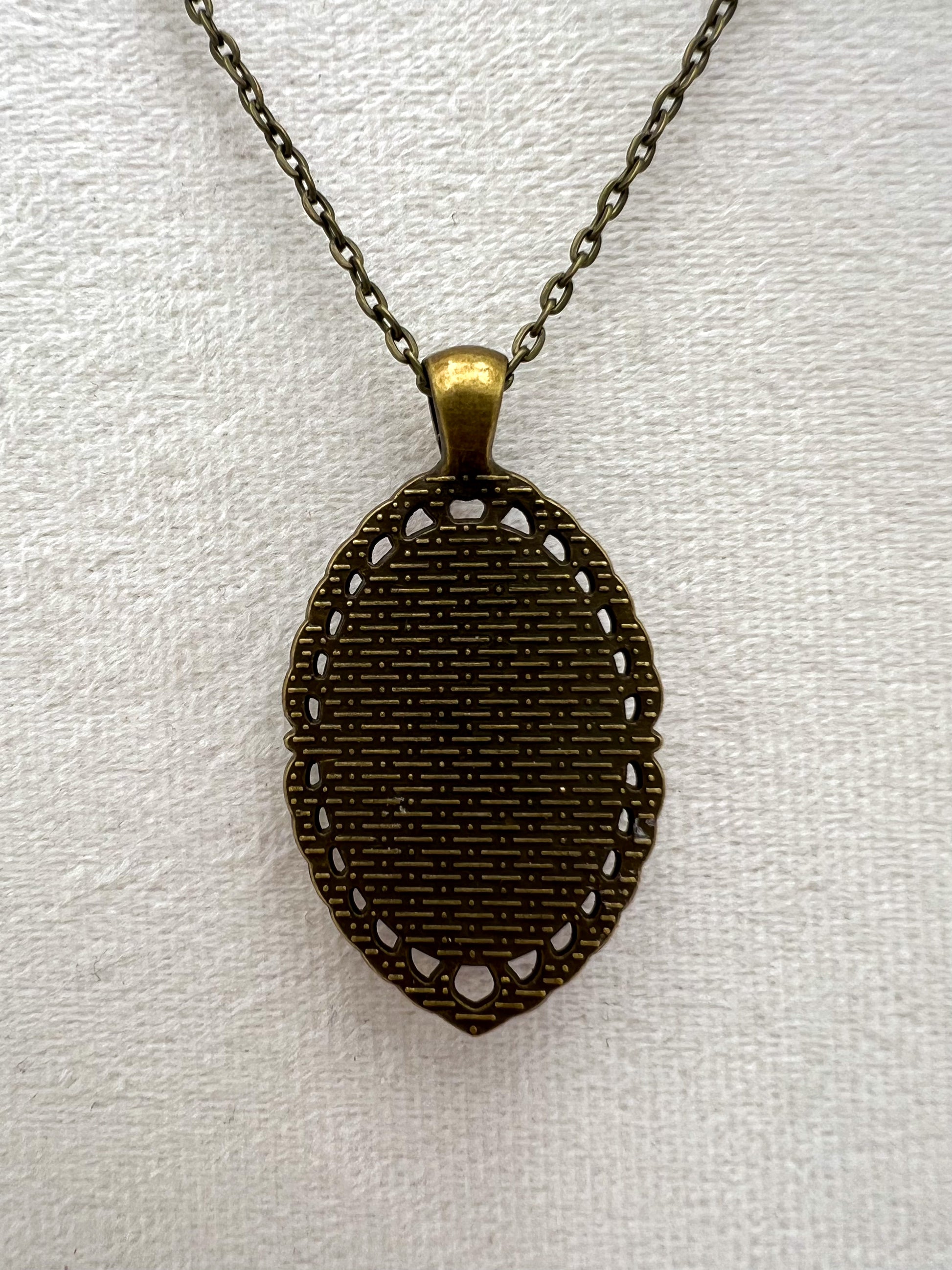 Vintage Textile and Bronze Necklace
