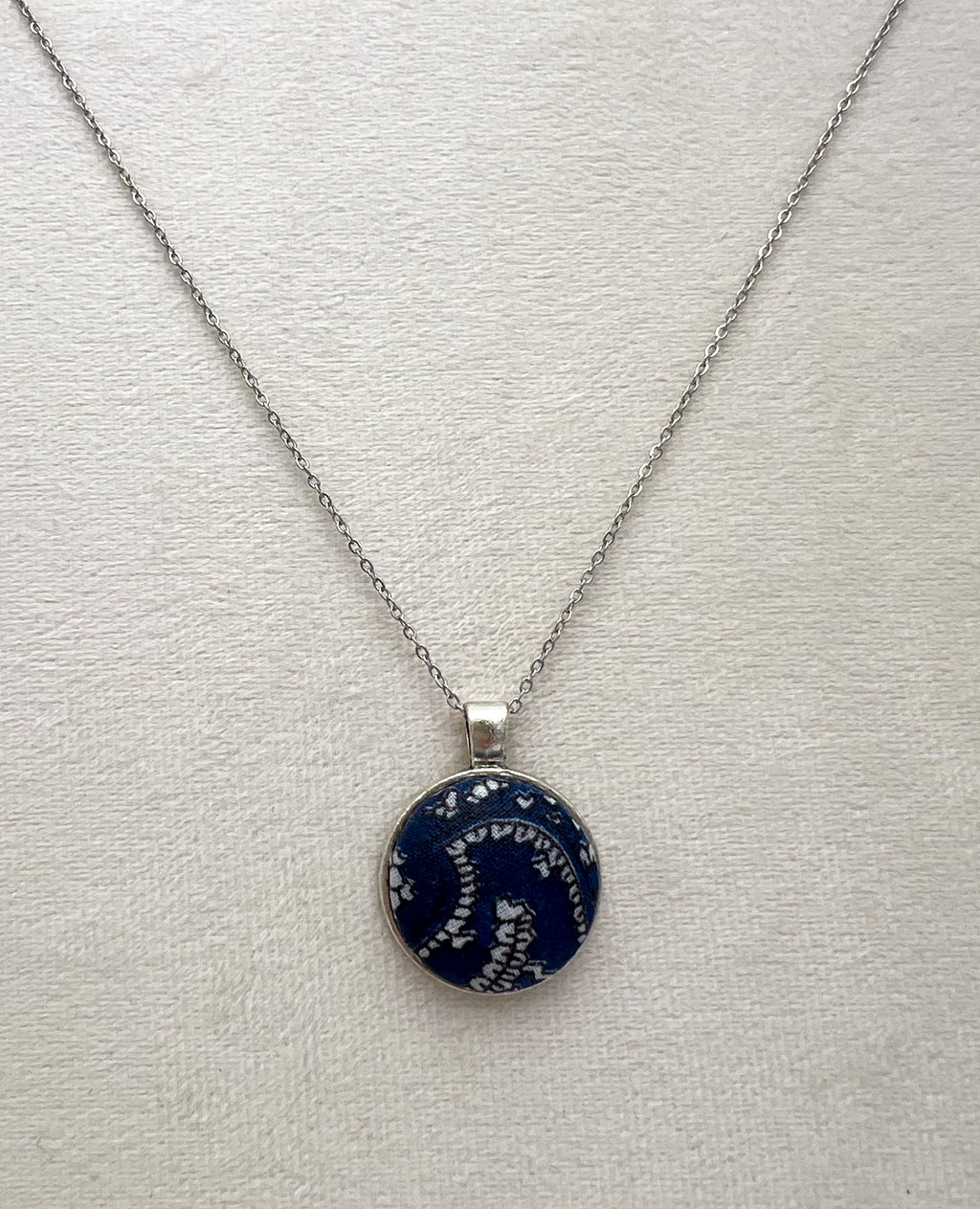 Vintage Textile and Silver Necklace