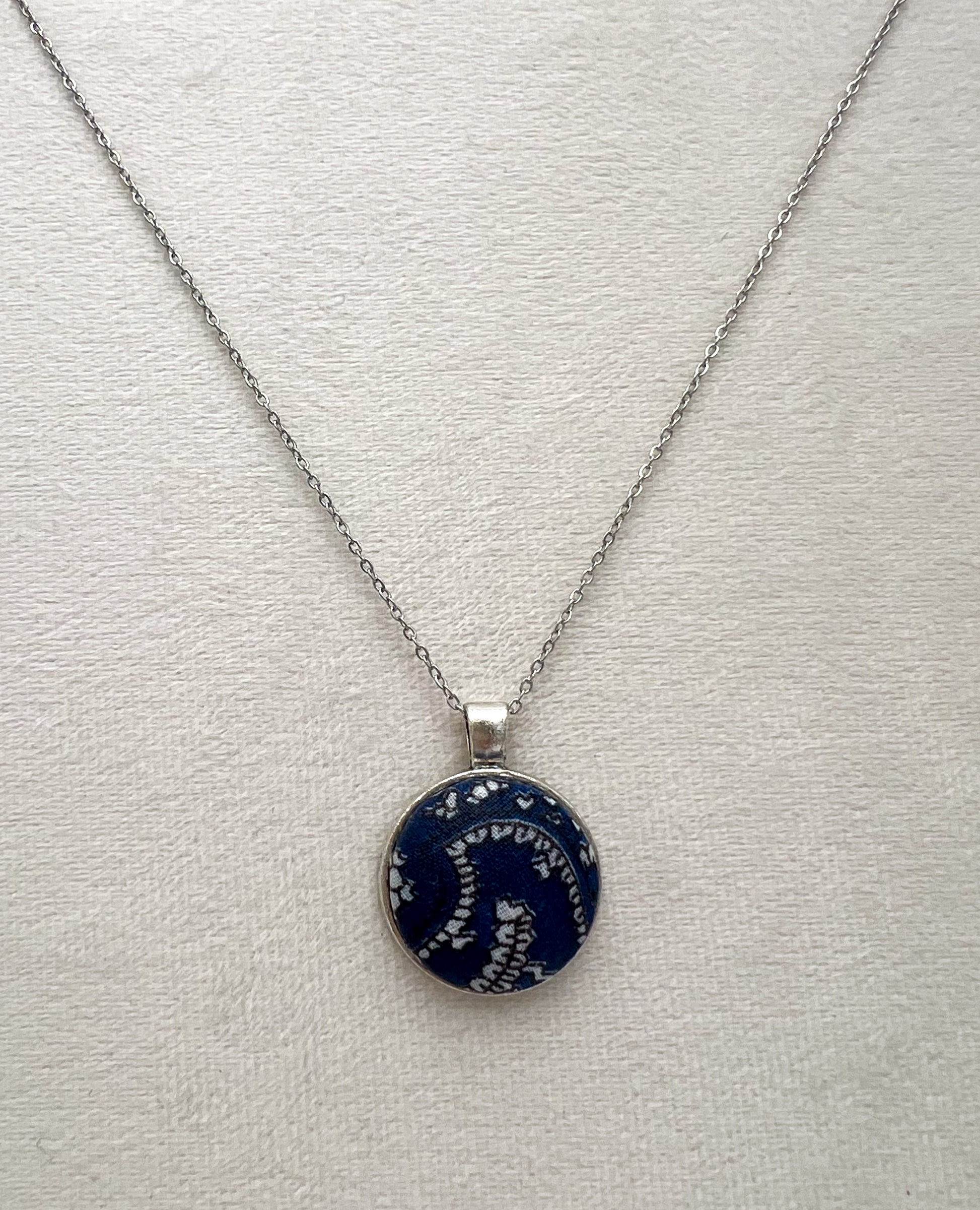 Vintage Textile and Silver Necklace