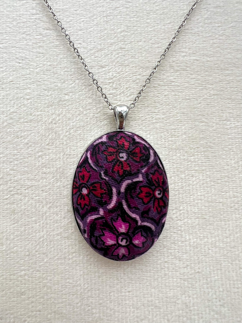 Vintage Textile & Antique Silver Necklace