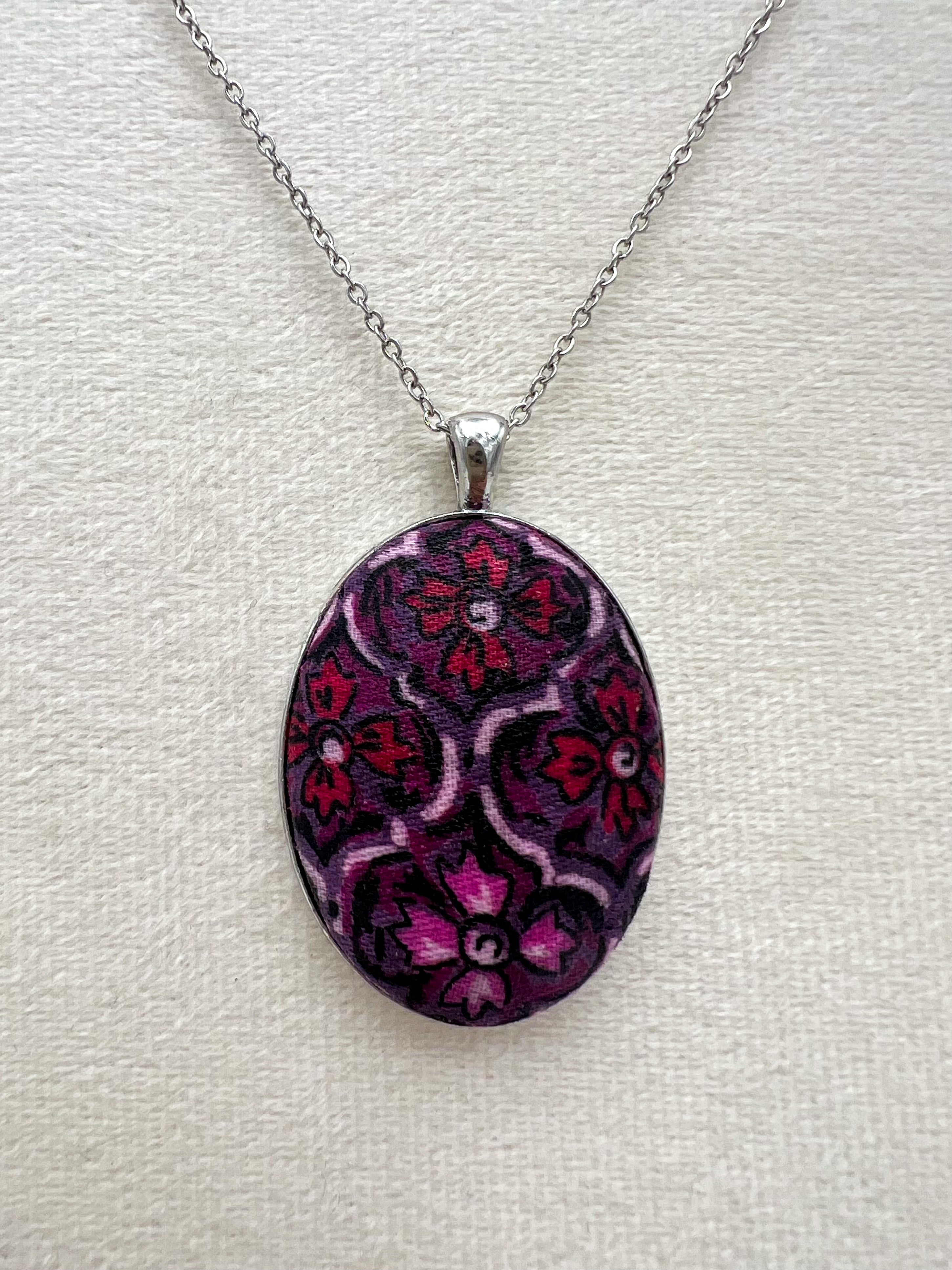 Vintage Textile & Antique Silver Necklace