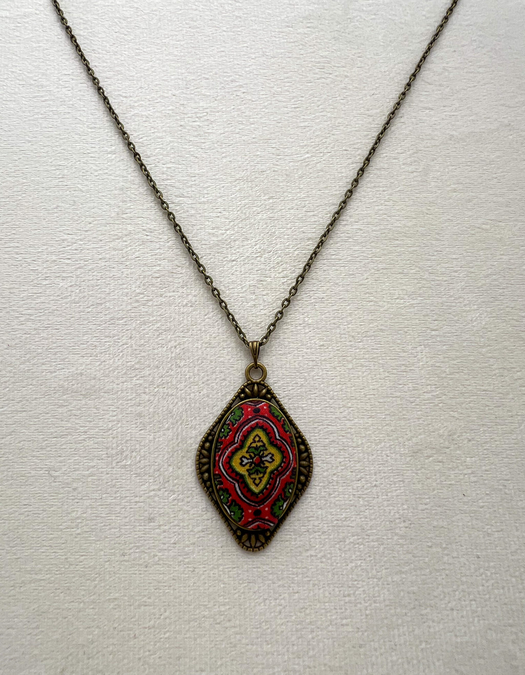 Vintage Textile and Antique Bronze Necklace