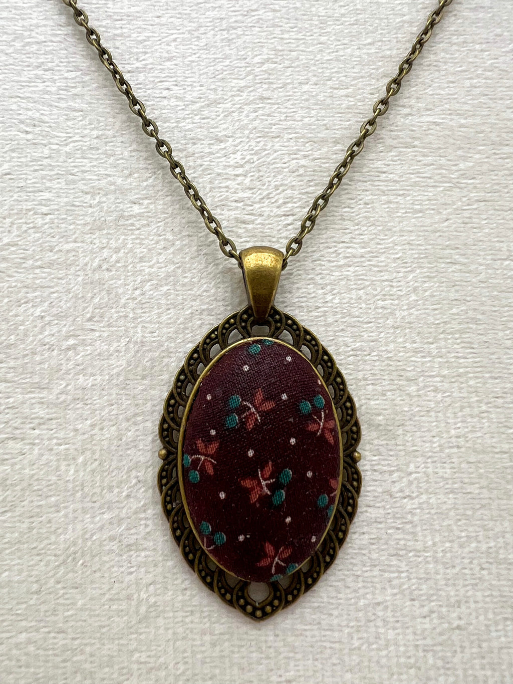 Vintage Textile & Antique Bronze Necklace