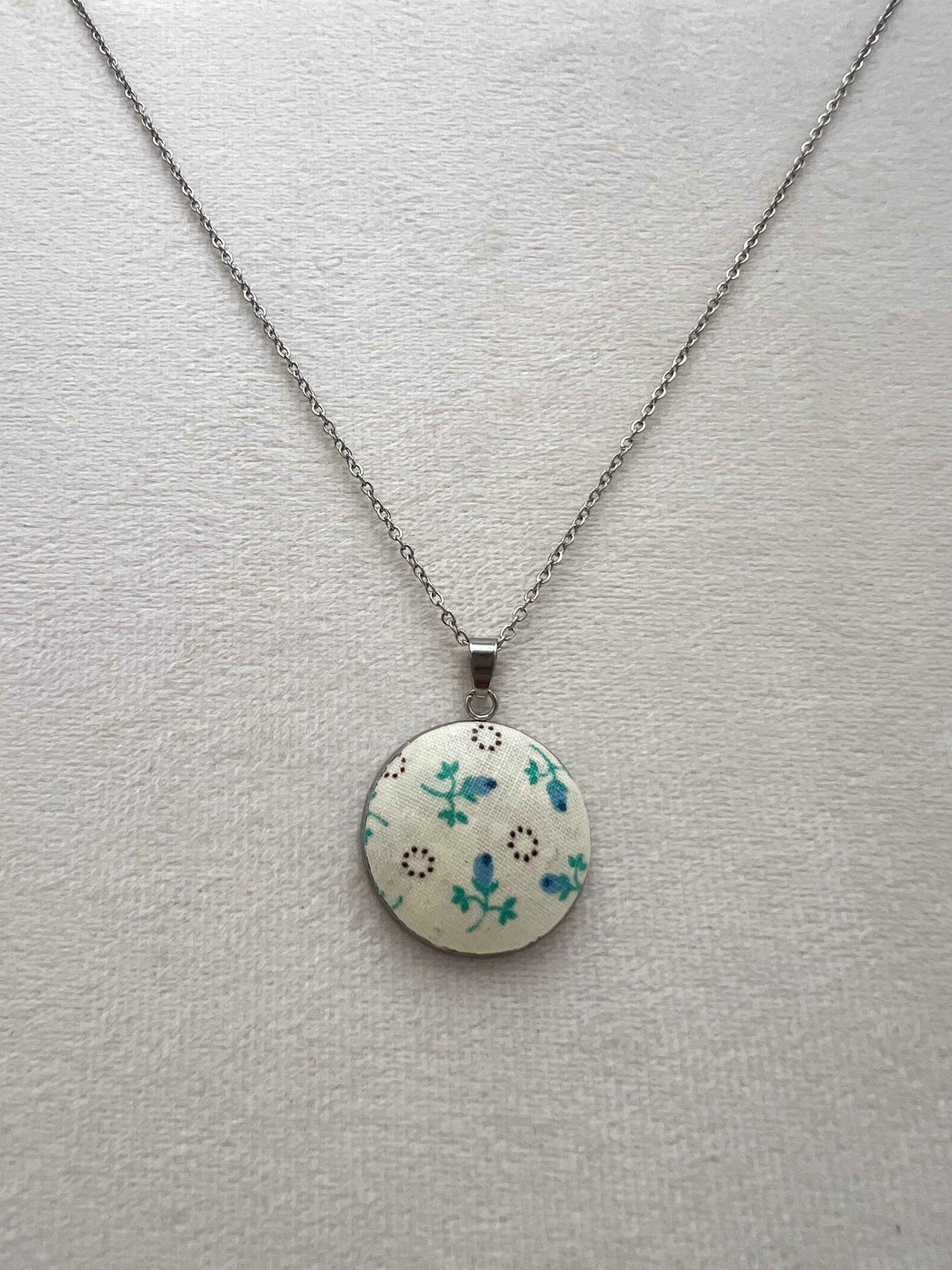 Vintage Textile and Silver Necklace