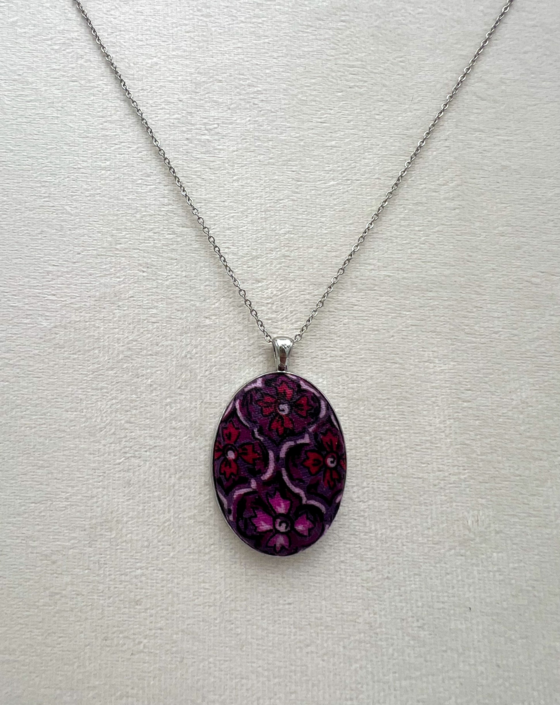 Vintage Textile & Antique Silver Necklace