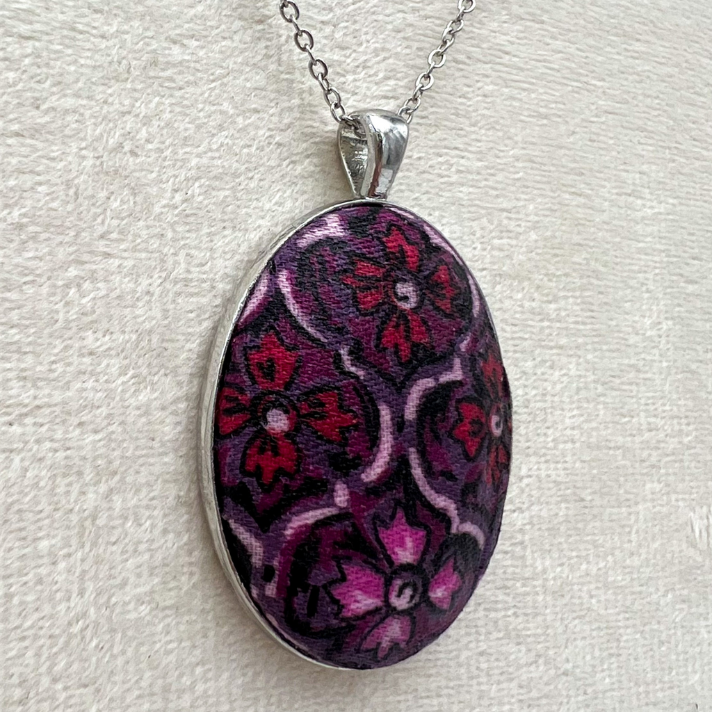Vintage Textile & Antique Silver Necklace