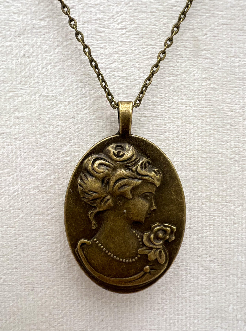 Vintage Textile & Antique Bronze Necklace