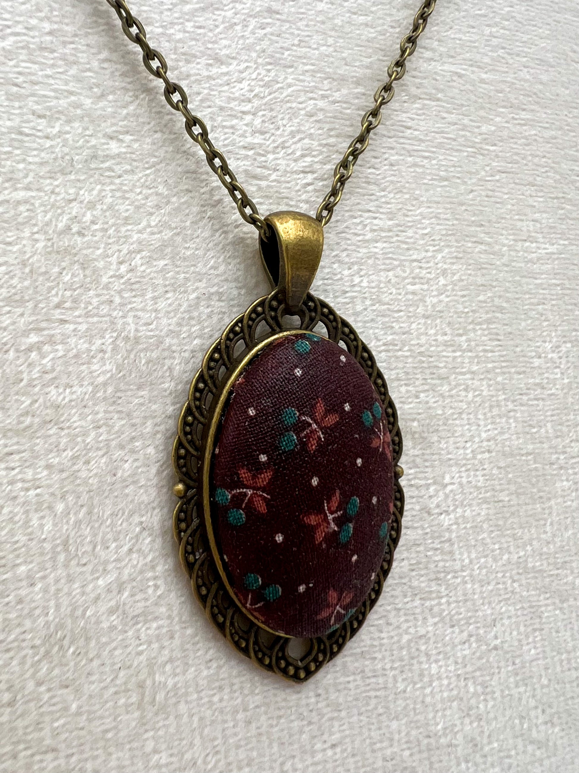 Vintage Textile & Antique Bronze Necklace