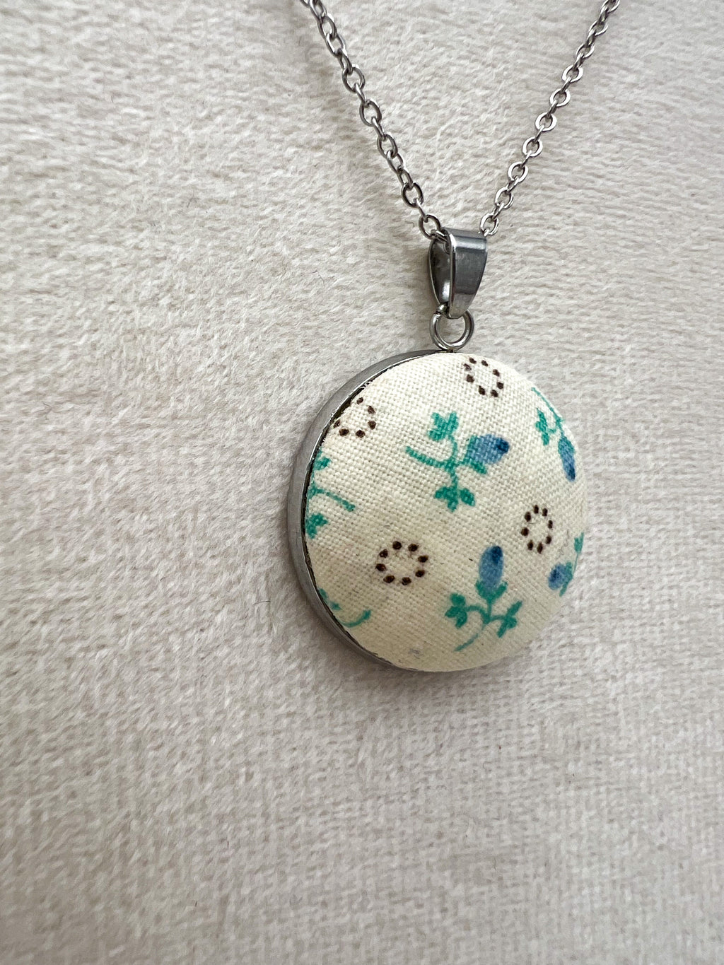 Vintage Textile and Silver Necklace