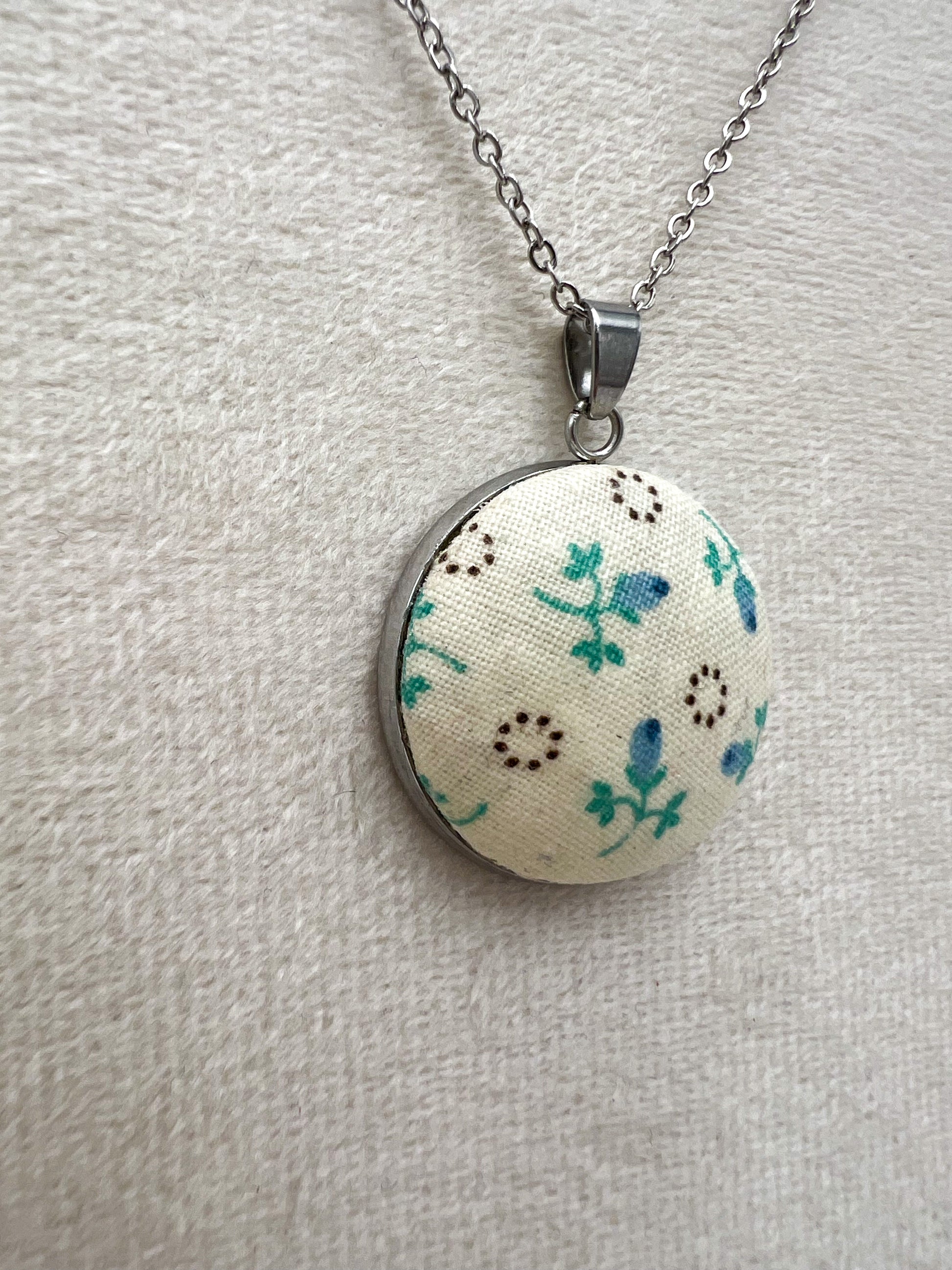 Vintage Textile and Silver Necklace