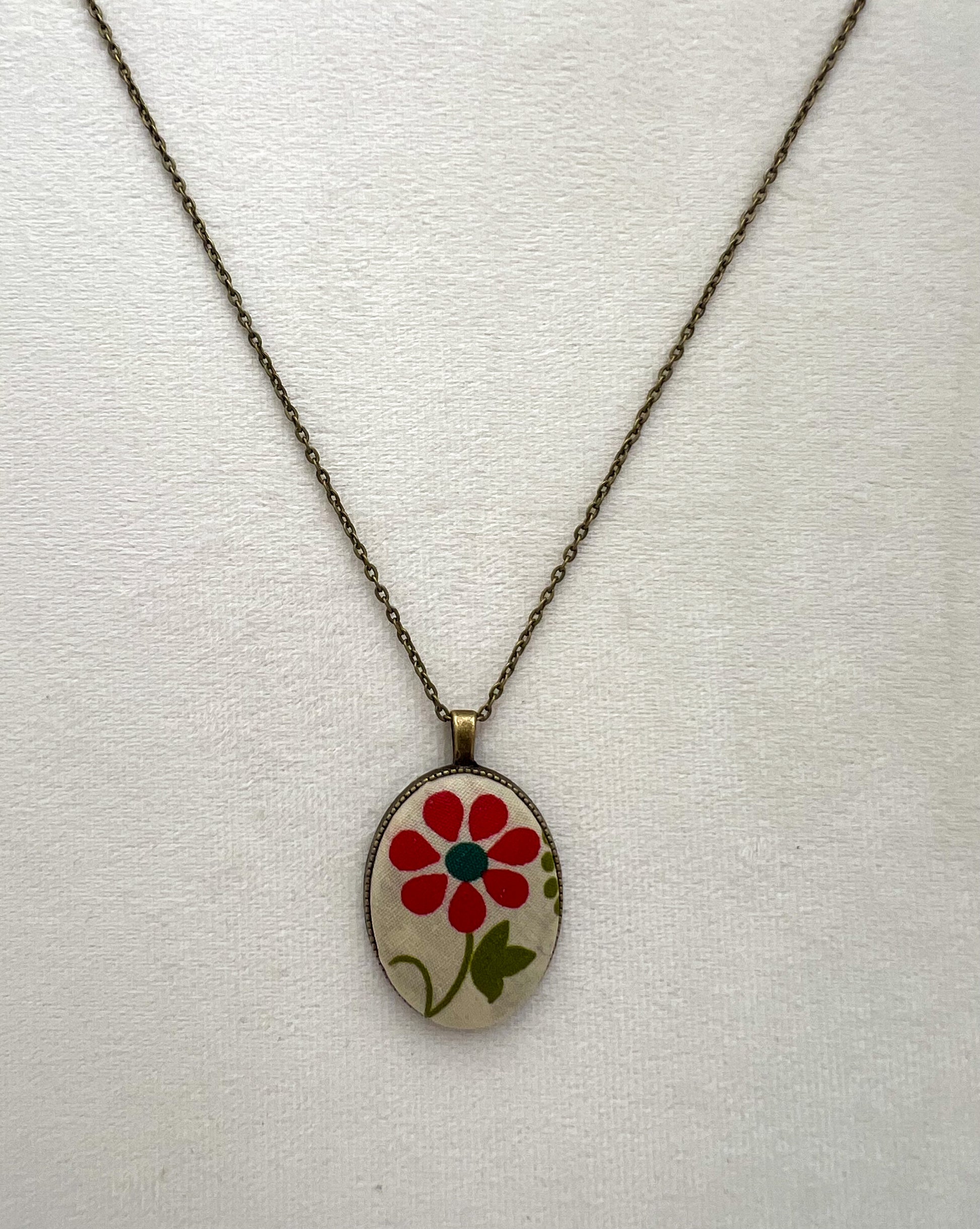 Vintage Textile & Antique Bronze Necklace