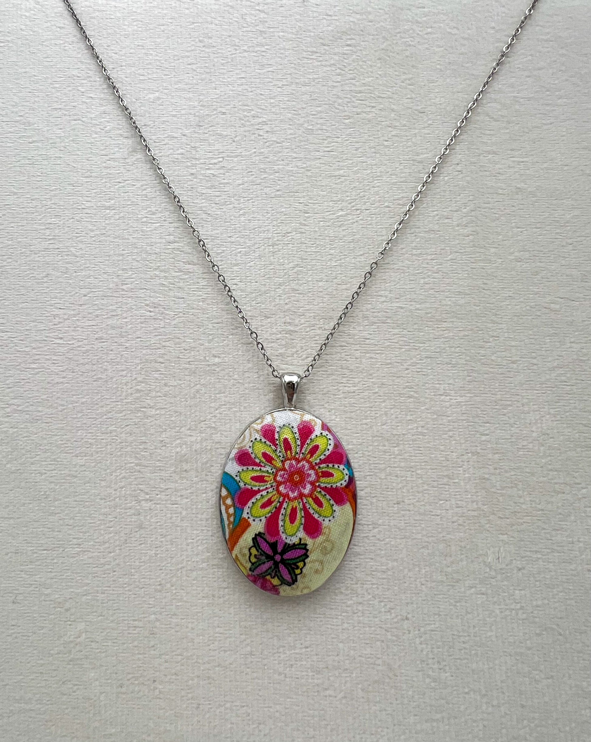Vintage Textile & Antique Silver Necklace
