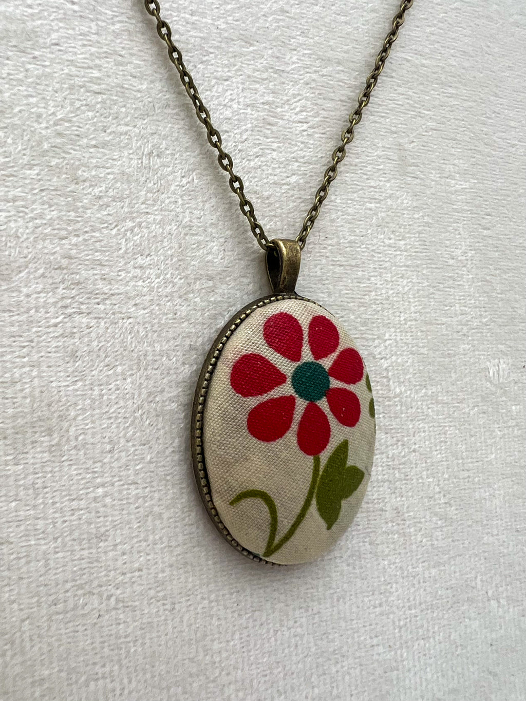 Vintage Textile & Antique Bronze Necklace