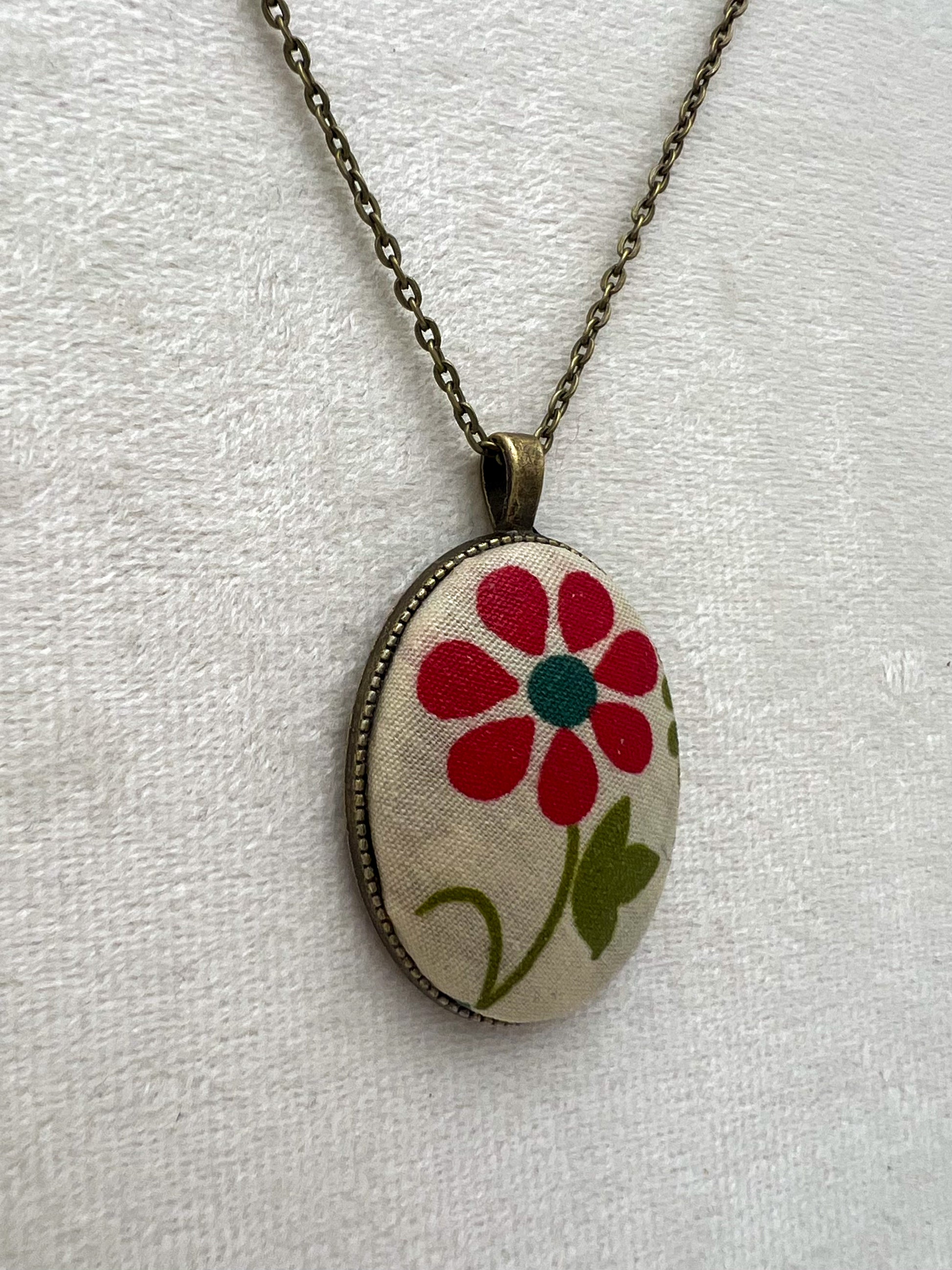 Vintage Textile & Antique Bronze Necklace